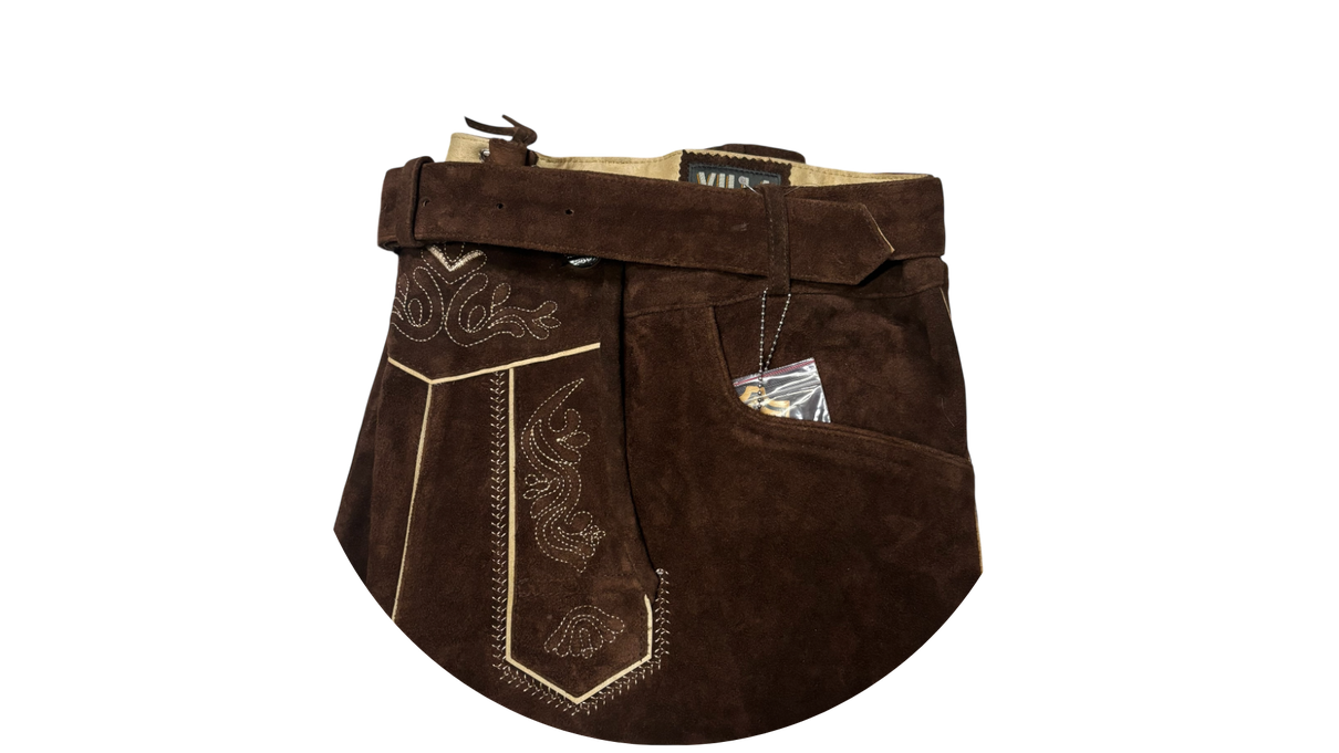 bermuda trajetipica alema couro com cinto