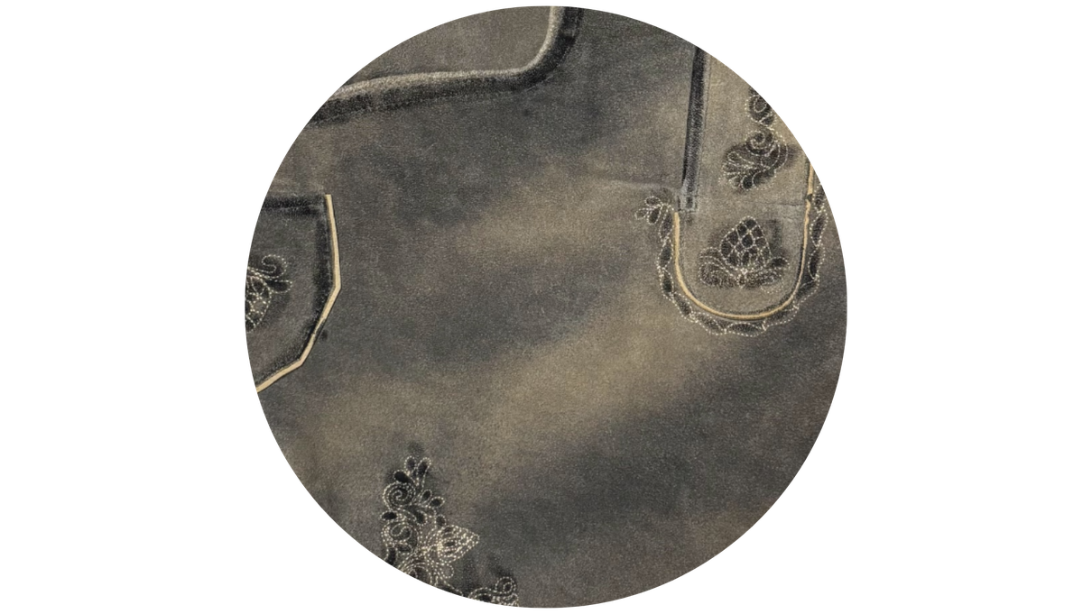 bermuda tipica alema cinza estonado de couro com detalhes