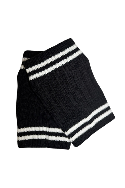 polaina preta com listra branca sem pompom unissex 2937a