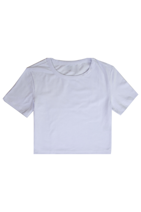 camiseta basica cropped branca frente
